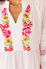Load image into Gallery viewer, i am pylgrym - Clover Dress White with Pink Aari Embroidery