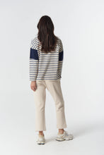 Load image into Gallery viewer, Goondiwindi Cotton - GC Logo Stripe Cotton Sweater - Birch/Dark Navy