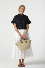 Load image into Gallery viewer, Goondiwindi Cotton - Dune Cotton Ruffle Sleeve Shirt - Dark Navy