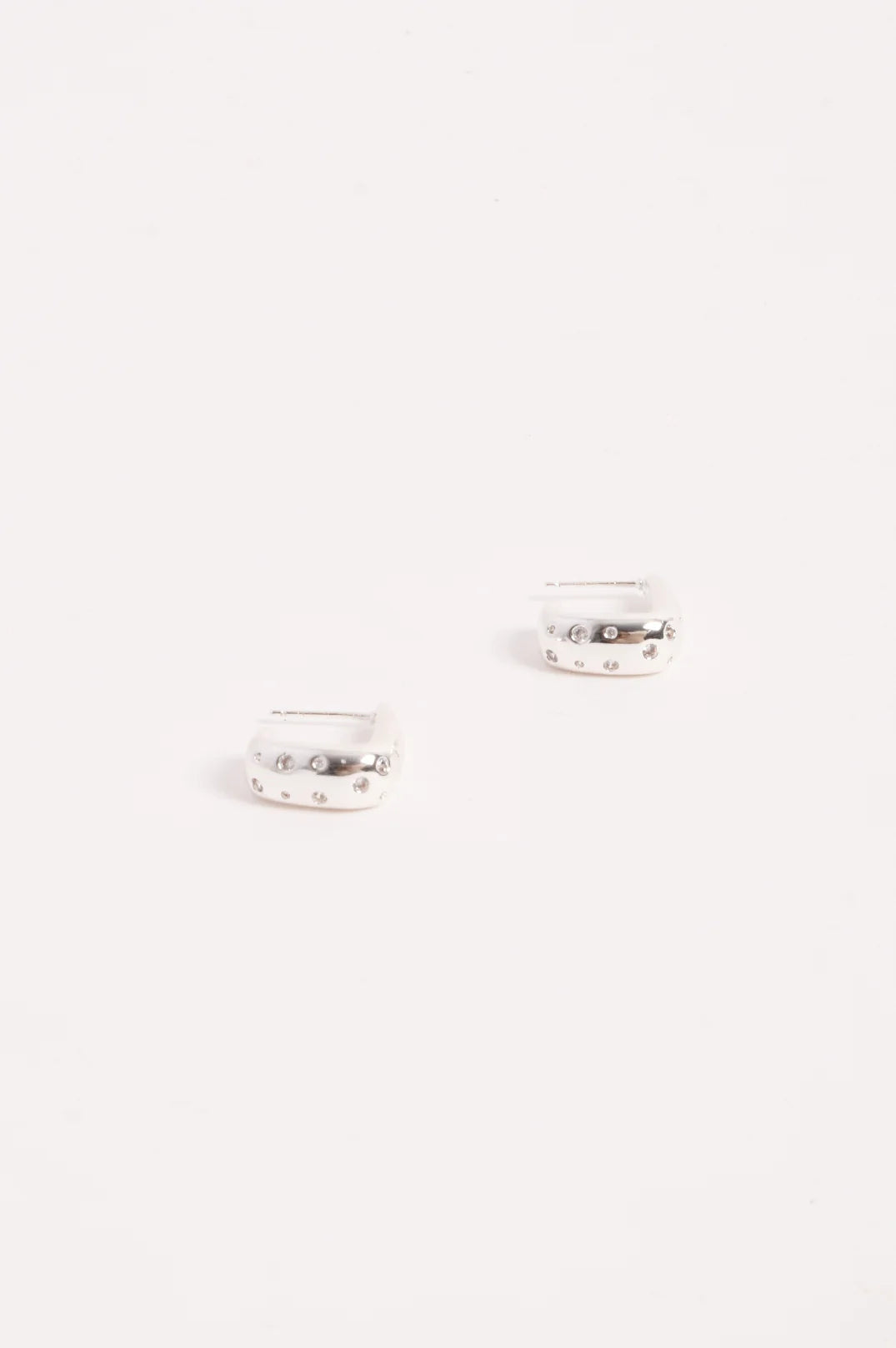 adorne - Diamante Set Curved Front Earrings Silver