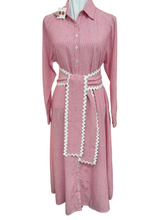 Load image into Gallery viewer, Who's Charlie - Lillie Yarn Dyed Pink/White Fine Stripe Dress