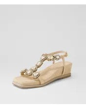 Load image into Gallery viewer, Django & Juliette - Arezzo Latte Suede Jewels Sandals