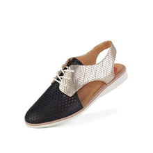 Load image into Gallery viewer, Rollie - Slingback Punch Black Gold Etched