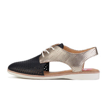 Load image into Gallery viewer, Rollie - Slingback Punch Black Gold Etched