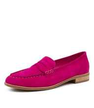 Load image into Gallery viewer, Django & Juliette - Bammie Dark Fuchsia Suede Flat Shoes