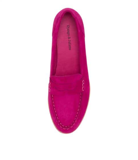 Django & Juliette - Bammie Dark Fuchsia Suede Flat Shoes