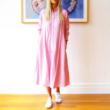 Load image into Gallery viewer, Who's Charlie - Lillie Yarn Dyed Pink/White Fine Stripe Dress
