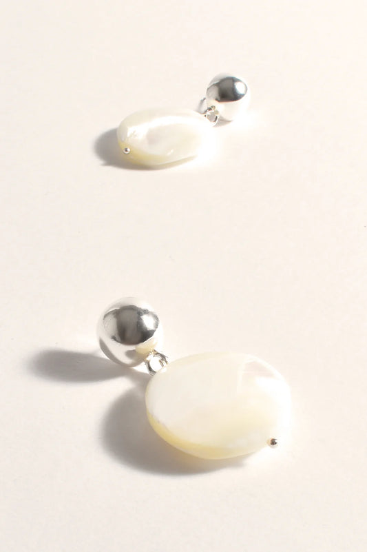 adorne -Mother of Pearl Dome Top Event Earrings (Cream/Silver)