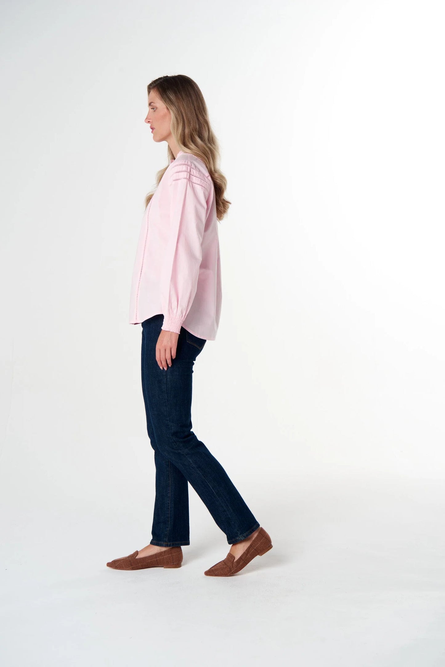 Goondiwindi Cotton - Misty Ladder Detail Cotton Blouse - Pink