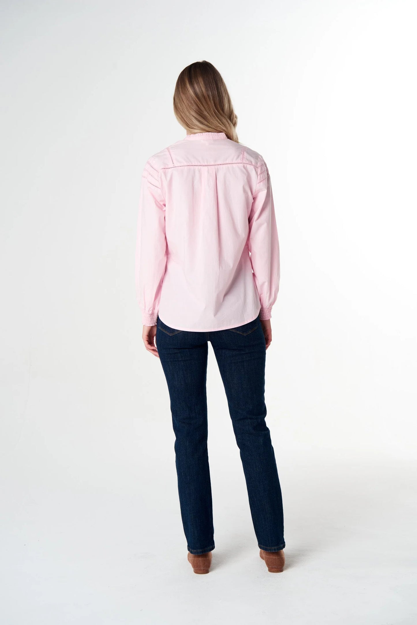 Goondiwindi Cotton - Misty Ladder Detail Cotton Blouse - Pink