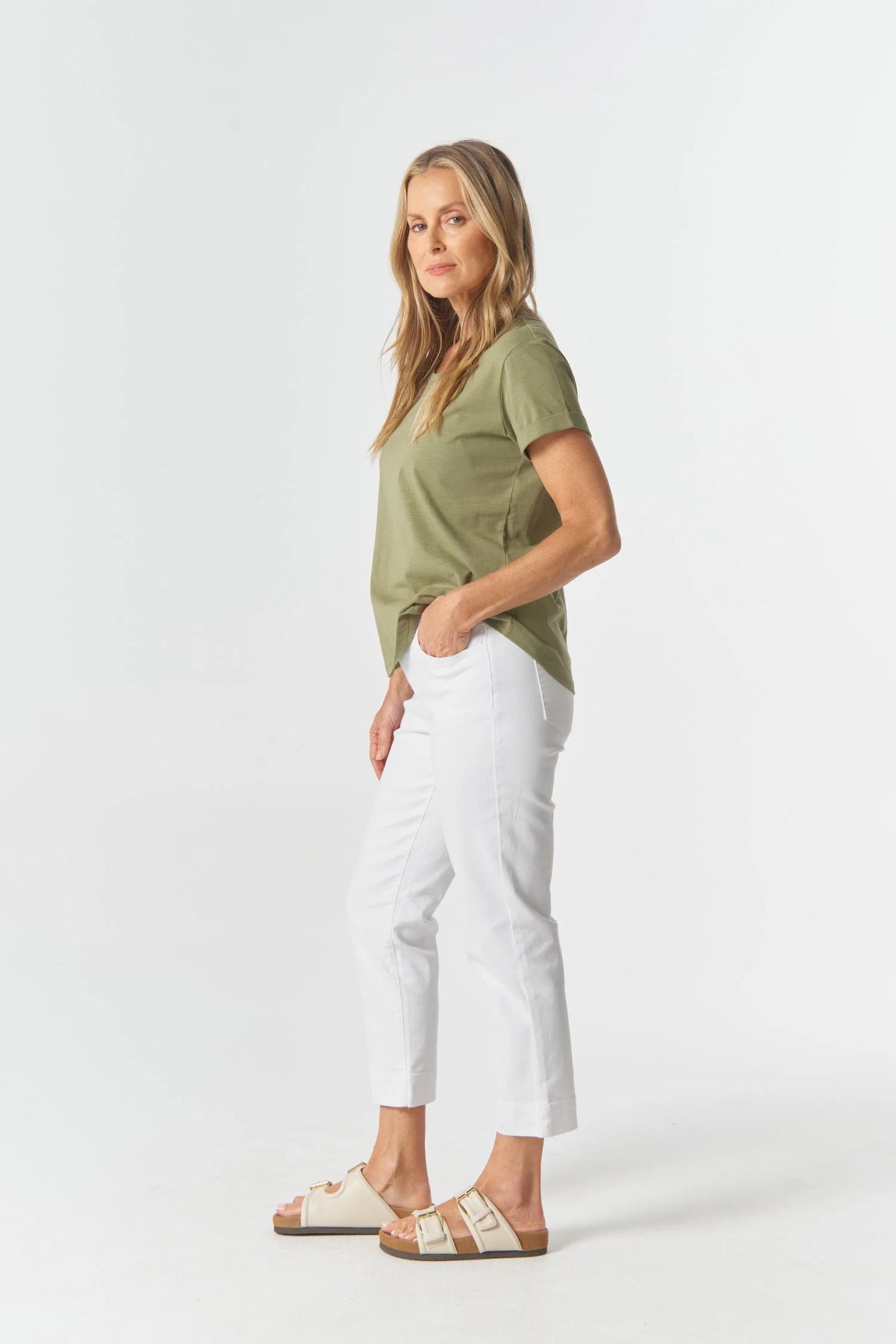 Goondiwindi Cotton - 5 Pocket Cropped Jean White