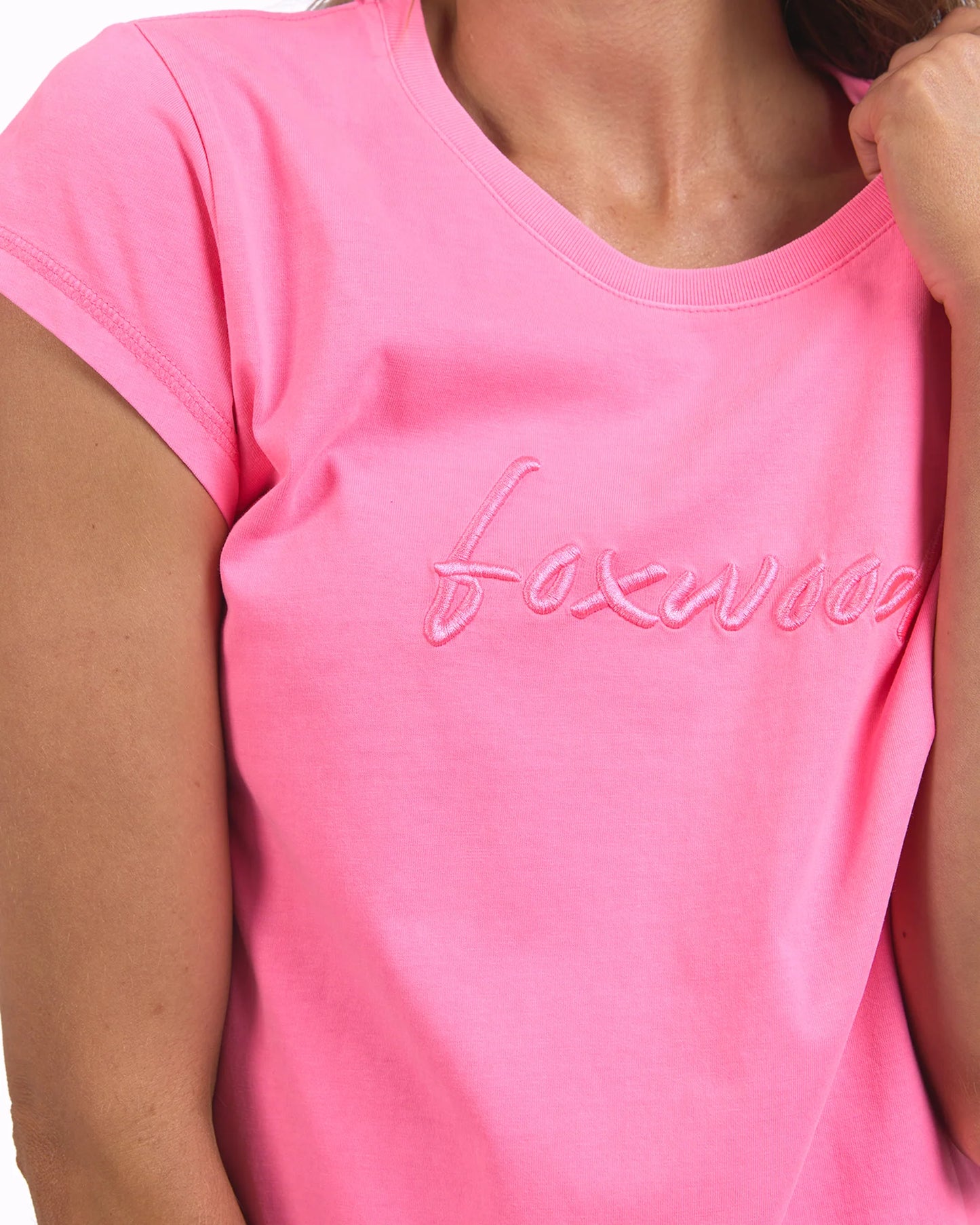 FOXWOOD - Signature Embroidery Tee Dress Neon Rose
