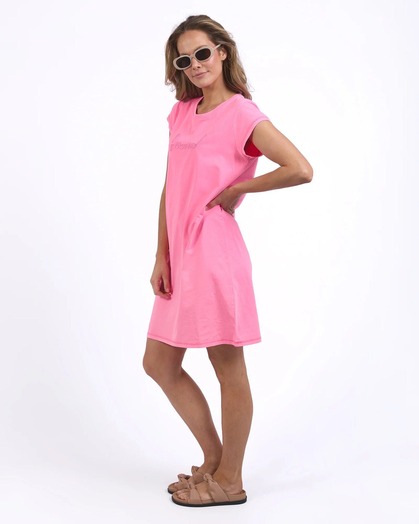 FOXWOOD - Signature Embroidery Tee Dress Neon Rose