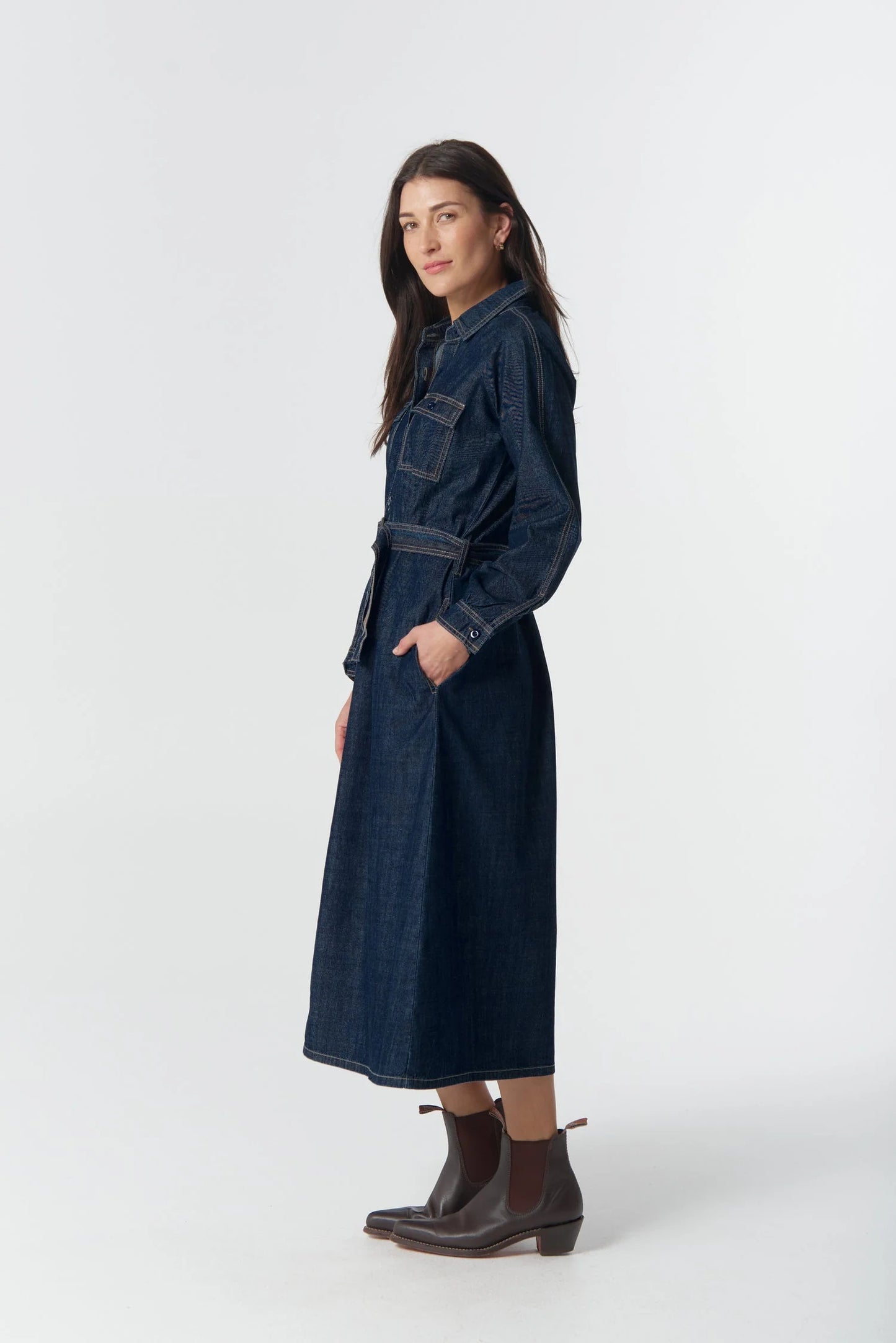 Goondiwindi Cotton - Stockman Denim Dress - Dark Indigo