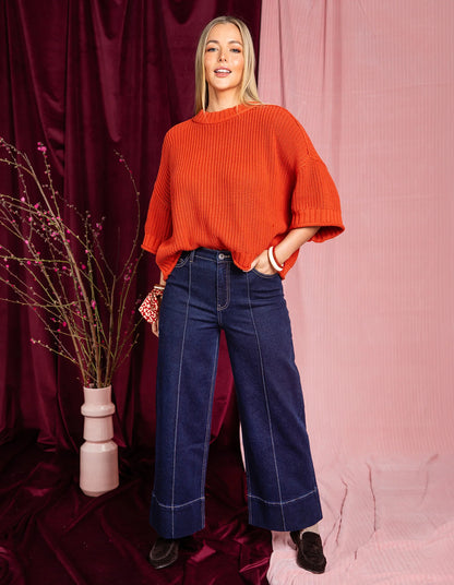 elm - Ando Pin Tuck Jean Dark Blue Wash