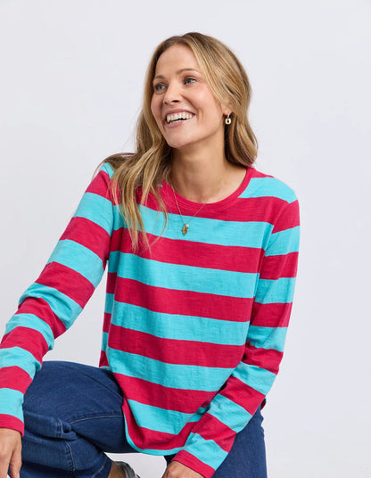 elm - Spritz Stripe Long Sleeve Tee Sea/Dark Pink