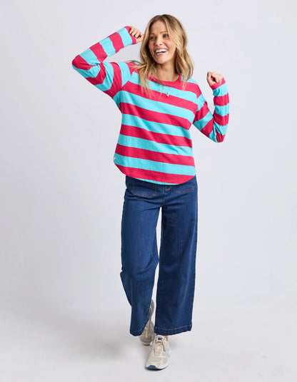 elm - Spritz Stripe Long Sleeve Tee Sea/Dark Pink