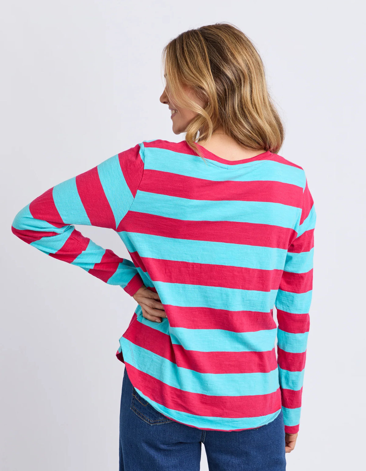 elm - Spritz Stripe Long Sleeve Tee Sea/Dark Pink