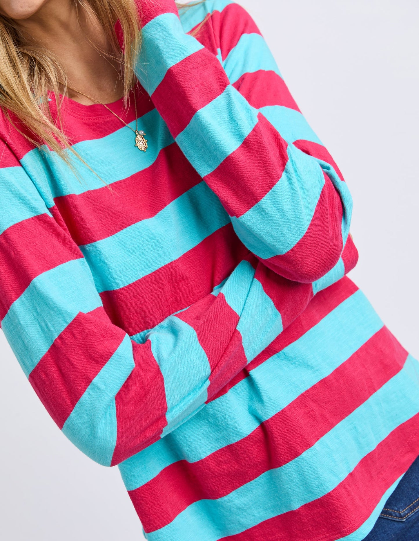 elm - Spritz Stripe Long Sleeve Tee Sea/Dark Pink