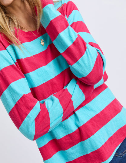 elm - Spritz Stripe Long Sleeve Tee Sea/Dark Pink