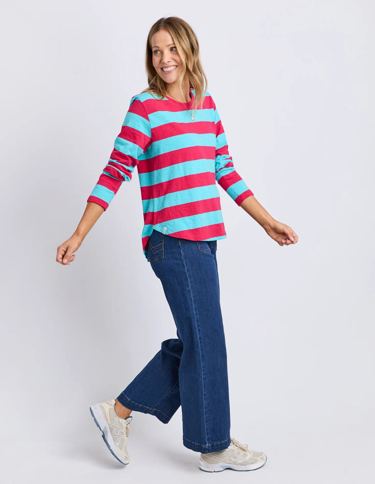 elm - Spritz Stripe Long Sleeve Tee Sea/Dark Pink