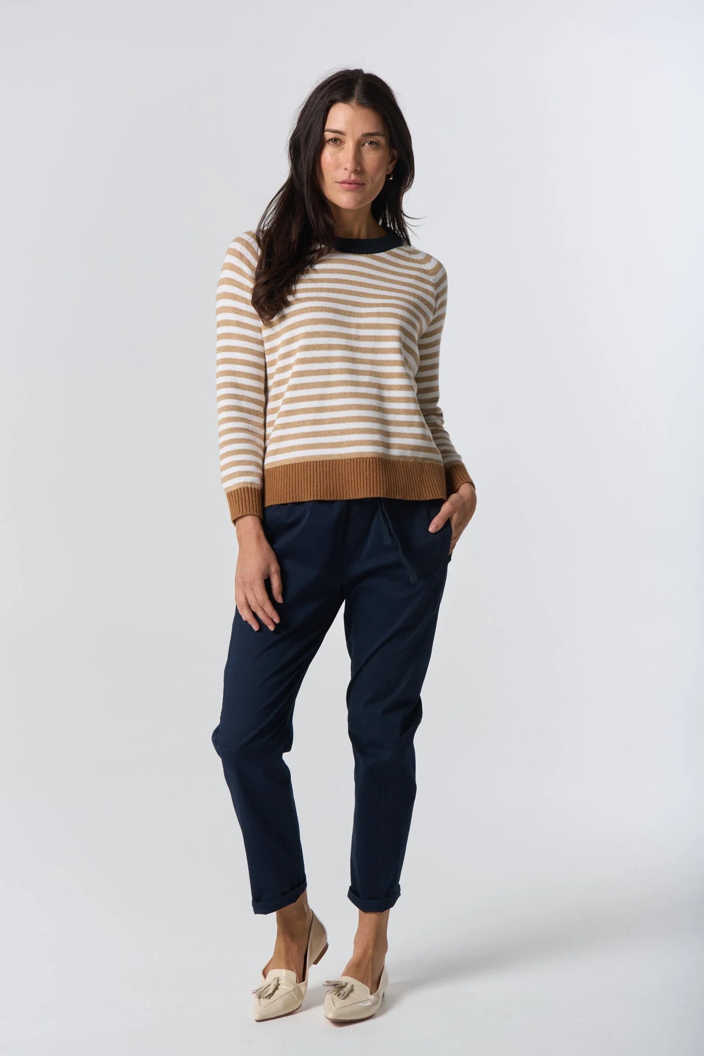Goondiwindi - Cotton - Farmer Cotton Cashmere Jumper - Cornsilk/Laser White