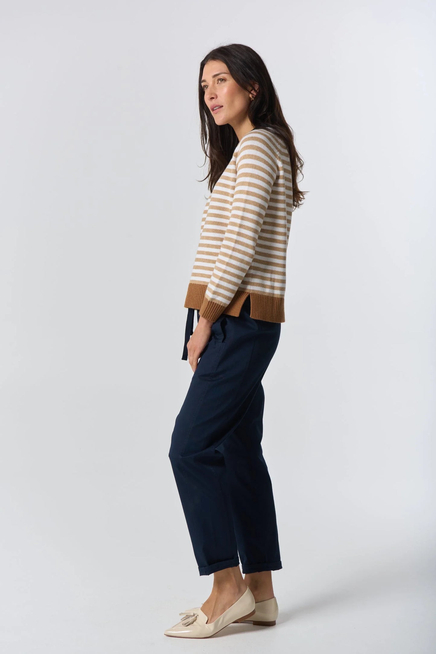 Goondiwindi - Cotton - Farmer Cotton Cashmere Jumper - Cornsilk/Laser White