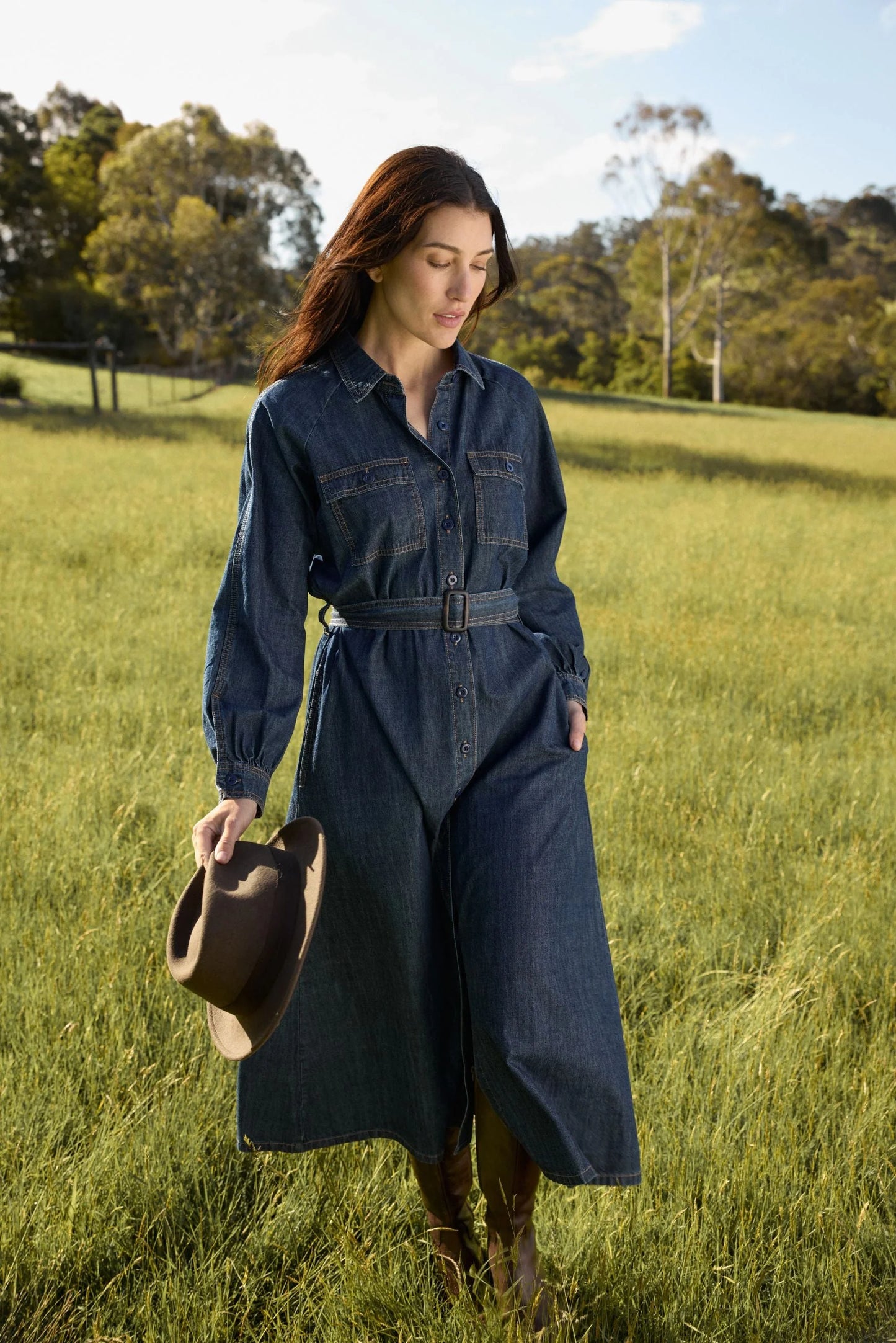 Goondiwindi Cotton - Stockman Denim Dress - Dark Indigo