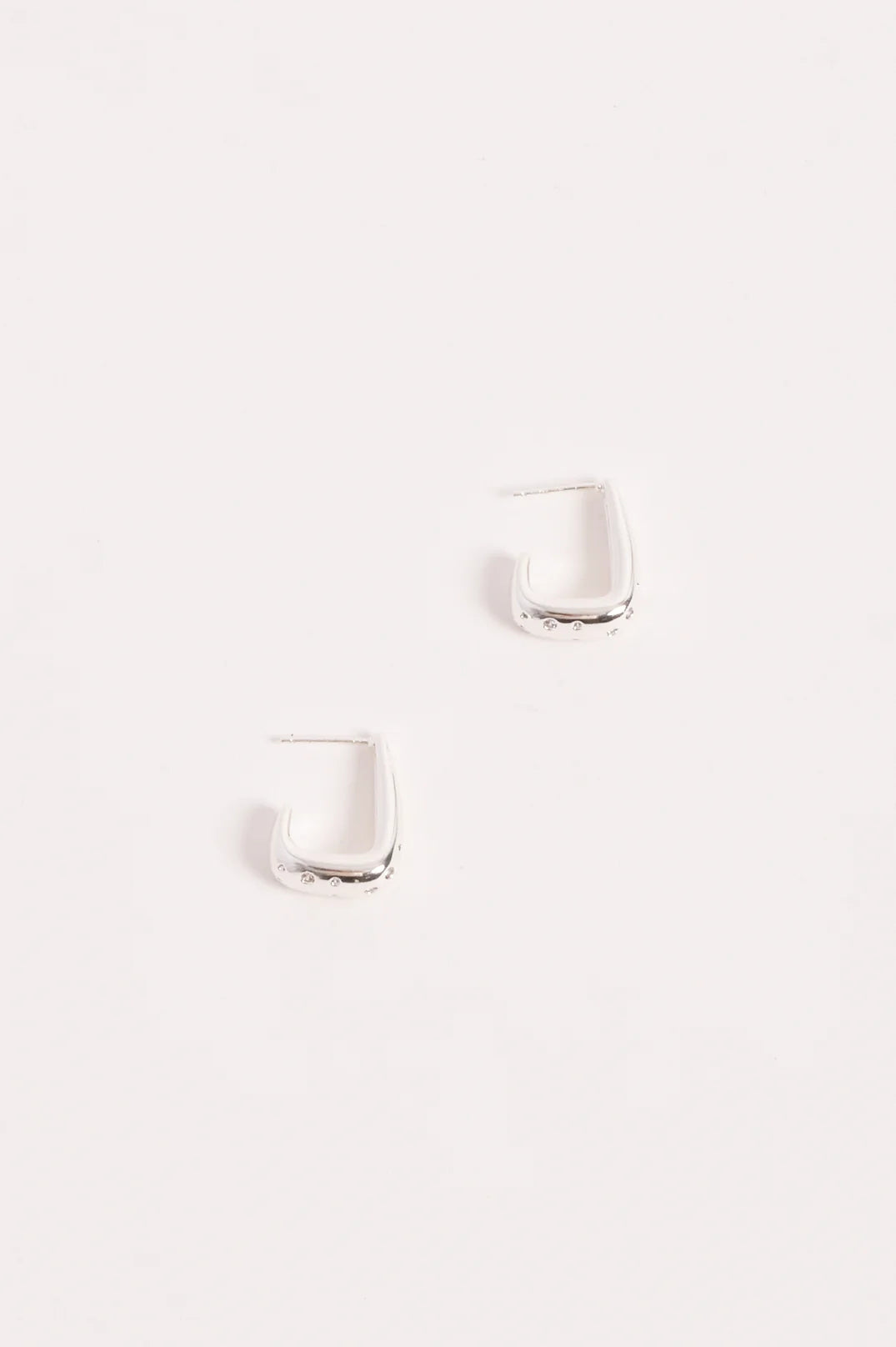 adorne - Diamante Set Curved Front Earrings Silver