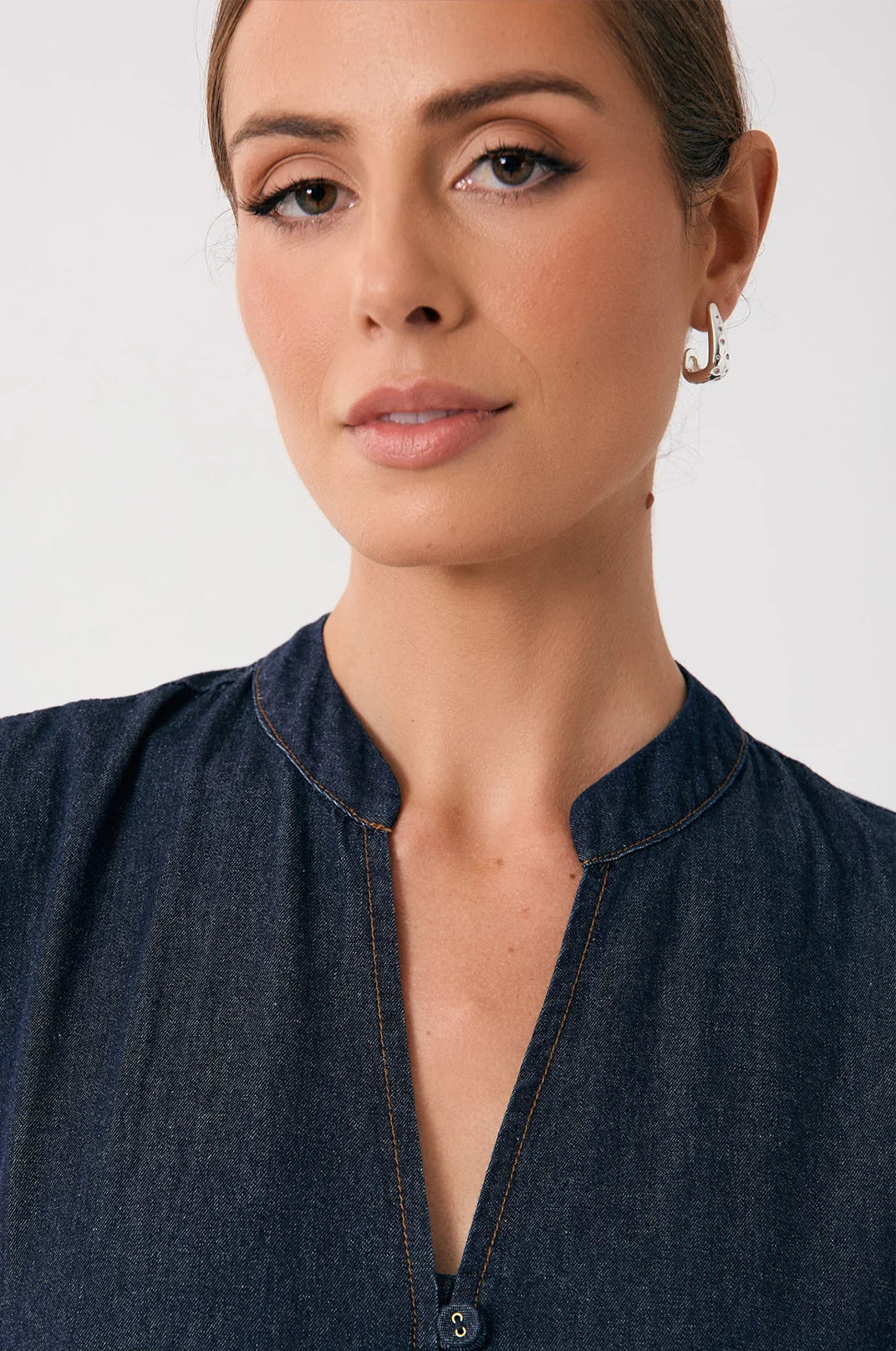 adorne - Diamante Set Curved Front Earrings Silver