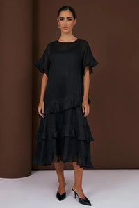 Alana Ramie Midi Dress (Black)
