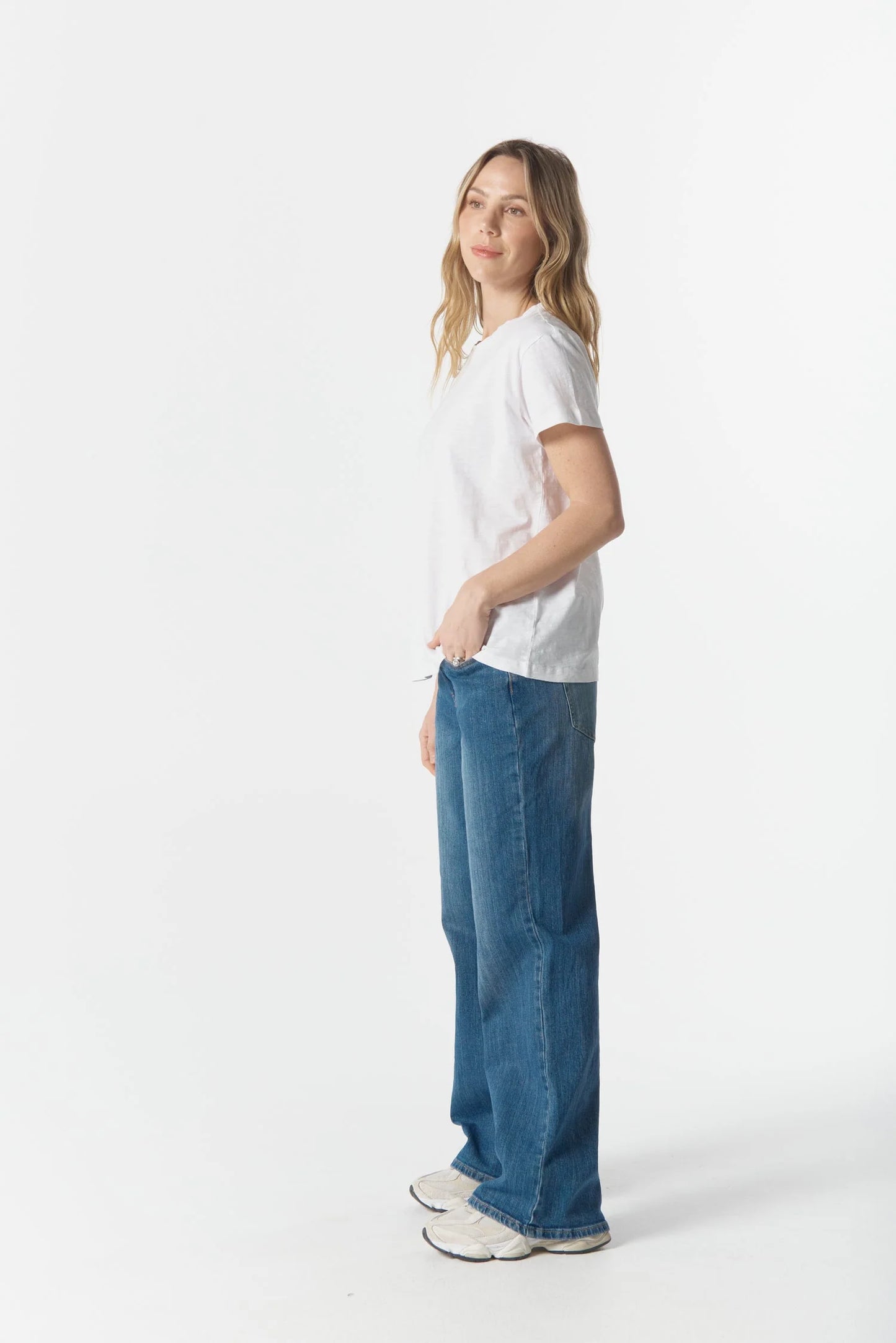 cloth+paper+scissors - Low Sun Wide Leg Jean - Denim Blue