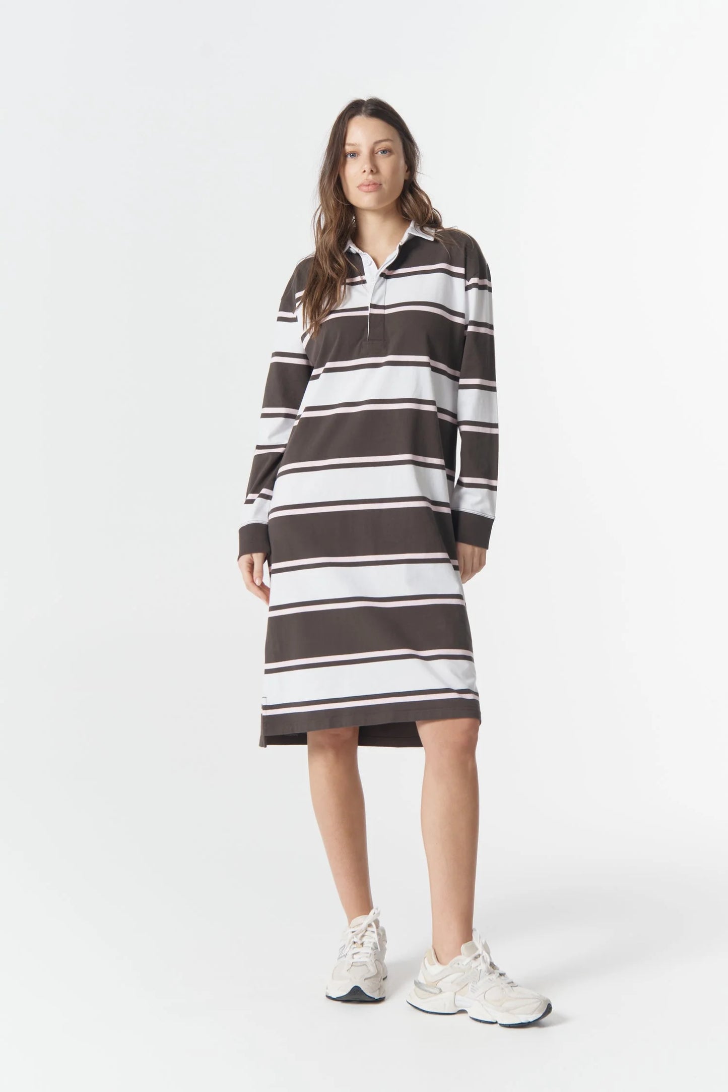 cloth+paper+scissors - The Go To Rugby Dress - Chocolate Torte/Pink