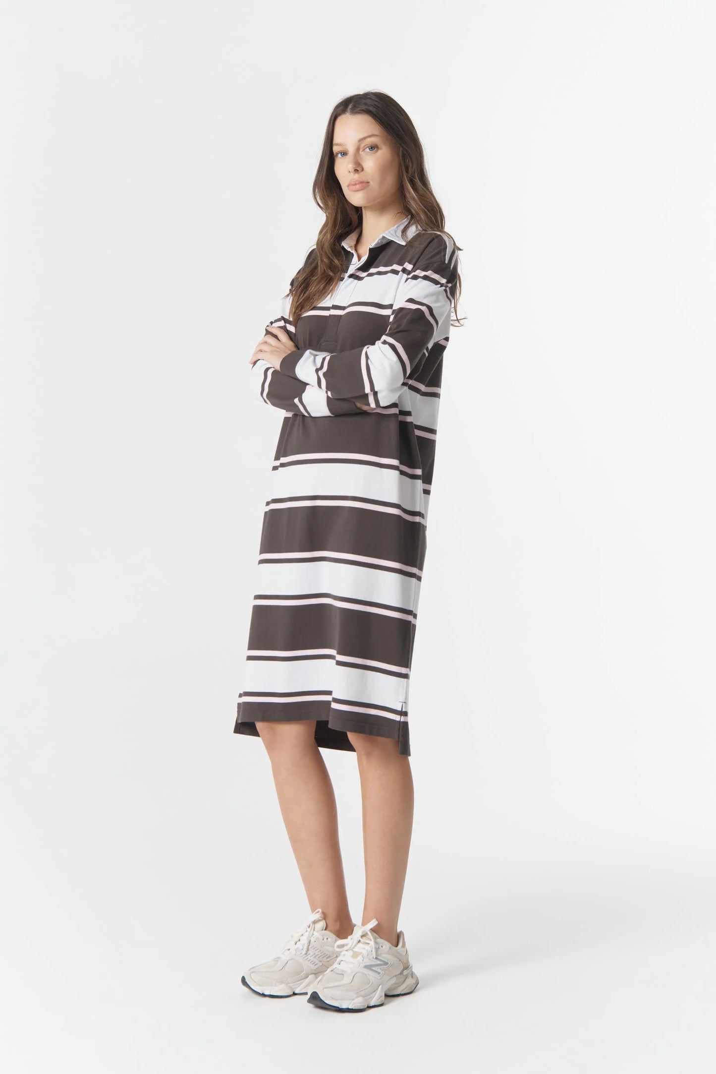 cloth+paper+scissors - The Go To Rugby Dress - Chocolate Torte/Pink