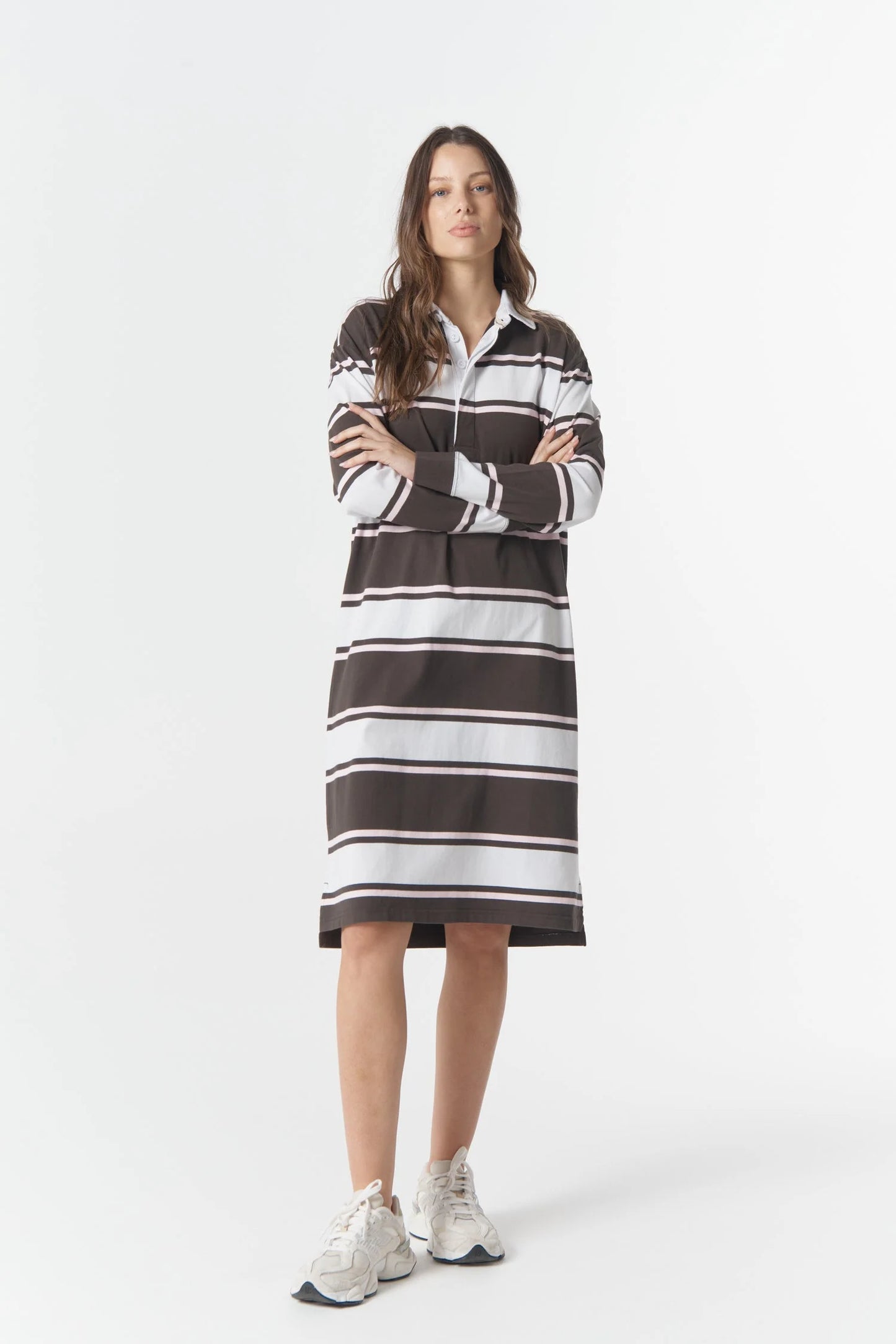 cloth+paper+scissors - The Go To Rugby Dress - Chocolate Torte/Pink