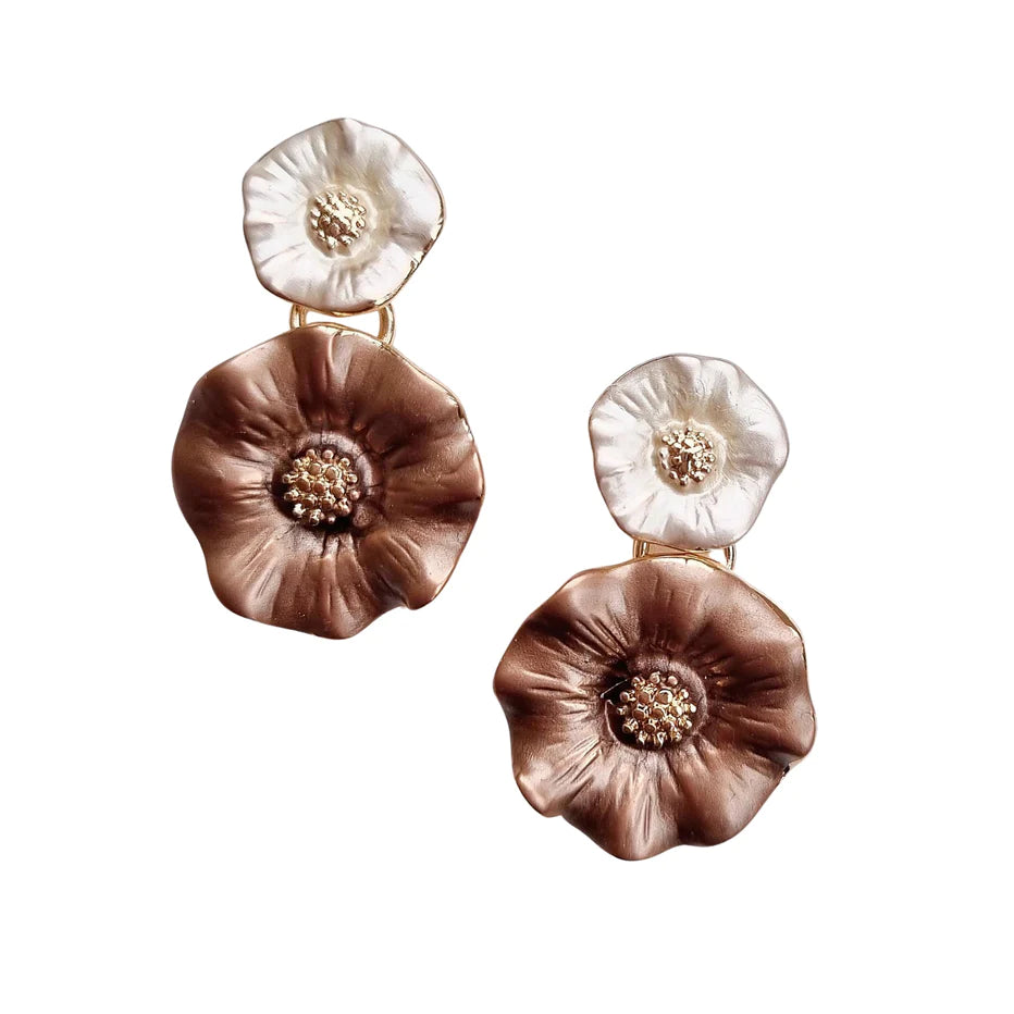ZODA - FLORAL EARRING BROWN