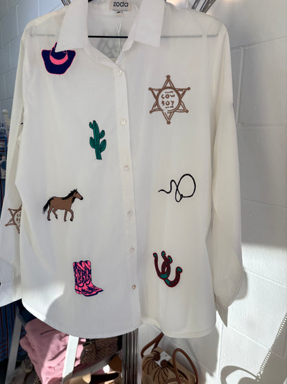 ZODA - Embroidered Cotton Blouse, Cowgirl