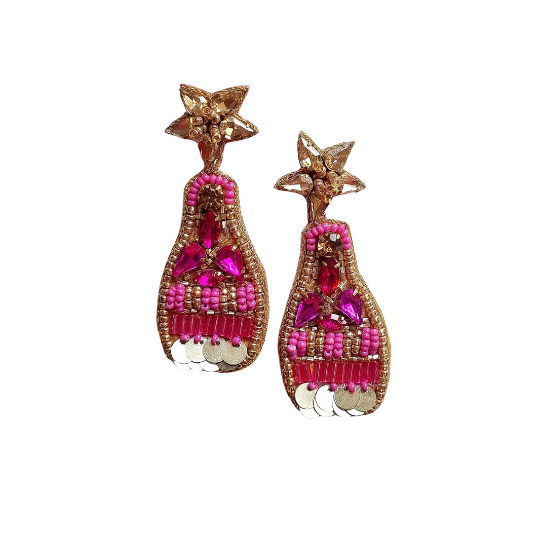 ZODA - Statement Gem Earring Hot Pink/Gold