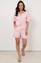 Load image into Gallery viewer, adorne - HEIDI CONTRAST STITCH LINEN SHORT (PINK)

