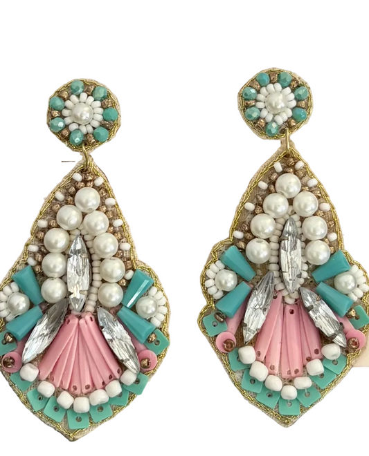 Zoda - Beaded Earring Pink, Blue, white