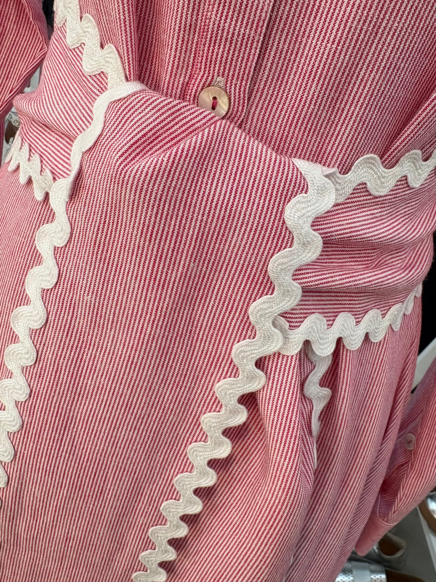 Who's Charlie - Lillie Yarn Dyed Pink/White Fine Stripe Dress