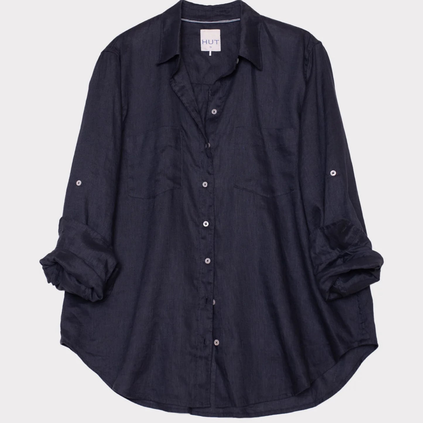 HUT -  Boyfriend Linen Shirt Storm Cloud