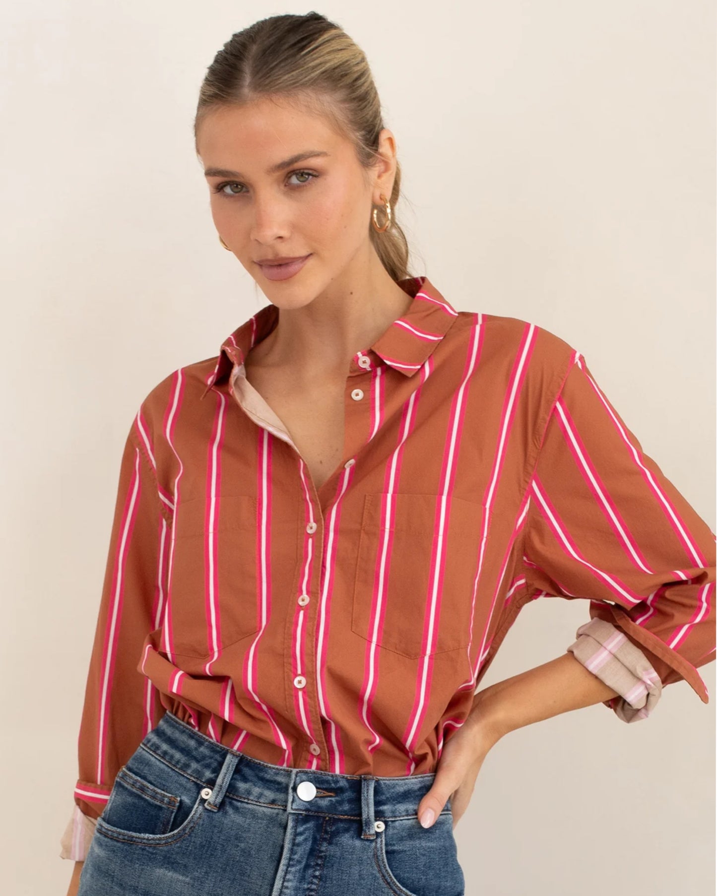 HUT - Cotton Poplin Shirt Stripe Me Lucky