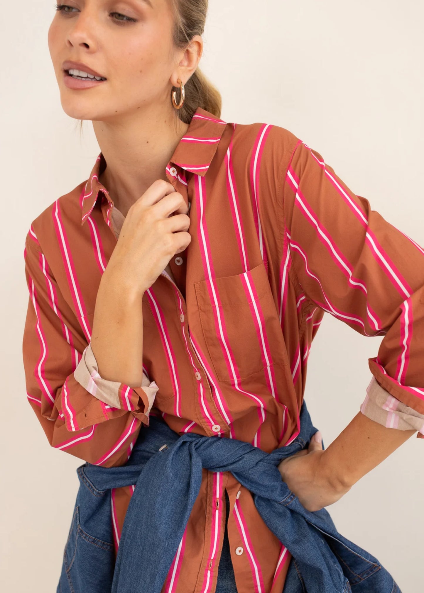 HUT - Cotton Poplin Shirt Stripe Me Lucky