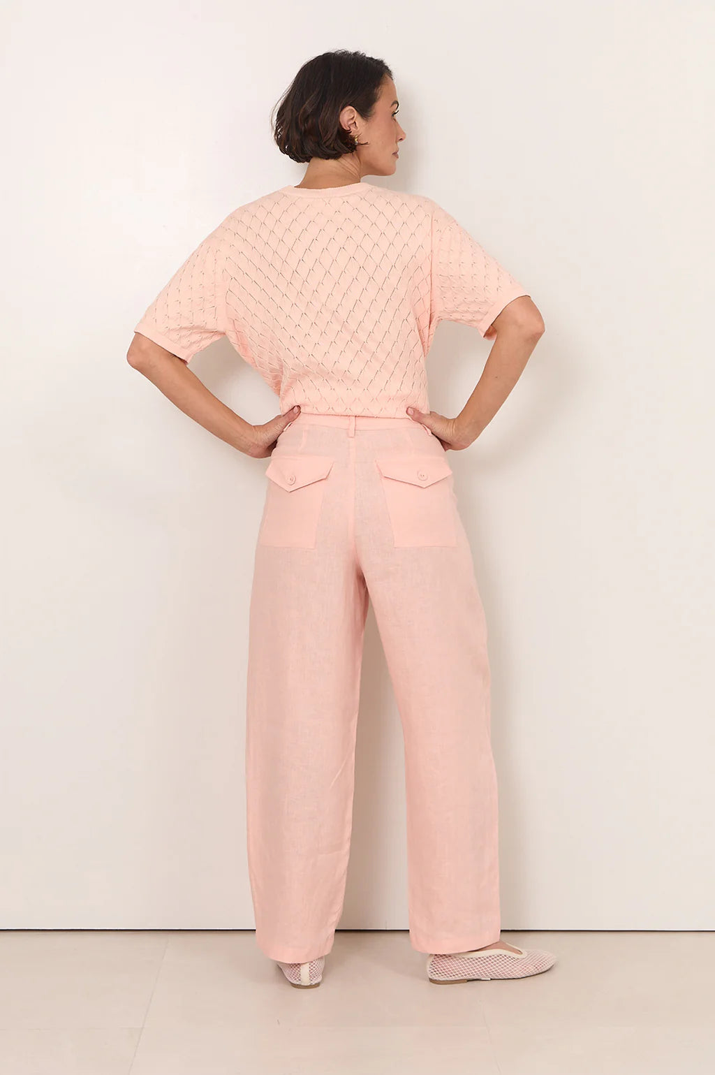 adorne - Hollis Linen Barrel Leg Pant Salmon