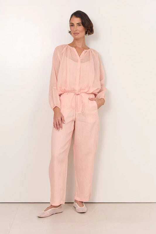 adorne - Hollis Linen Barrel Leg Pant Salmon