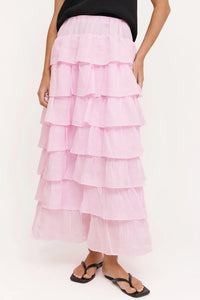 adorne - MAISY RUFFLE RAMIE SKIRT (PINK)