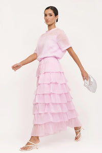 adorne - MAISY RUFFLE RAMIE SKIRT (PINK)