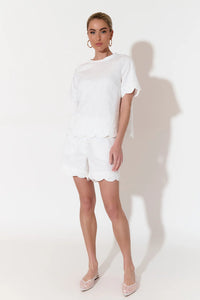 adorne - HAVEN SCALLOPED HEM SHORT (WHITE)