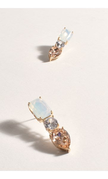 adorne - JEWEL DIAMANTE TRIO EARRINGS OPAL CHAMPAGNE